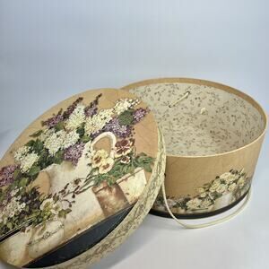 Tri Coastal Design Floral Hat Box Storage Cottagecore French Country 15 Inch